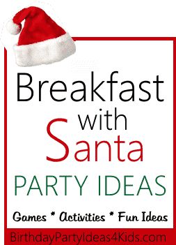 breakfast with santa birthday theme ideas Christmas Breakfast Party Decorations, Santa Brunch Ideas, Santa Meet And Greet Ideas, Santa Breakfast Ideas, Ward Christmas Breakfast Ideas, Christmas Morning Themed Party, Breakfast Themes, Santa Party Ideas, Santa Party For Kids