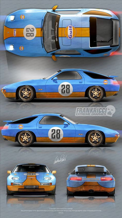 Frank Ricci Design - [Porsche 928 GTS] Gulf Gulf Porsche, Porsche 928 Gts, 928 Gts, Porsche Poster, Custom Porsche, Brand Visibility, Porsche 928, Porsche 993, Custom Wraps