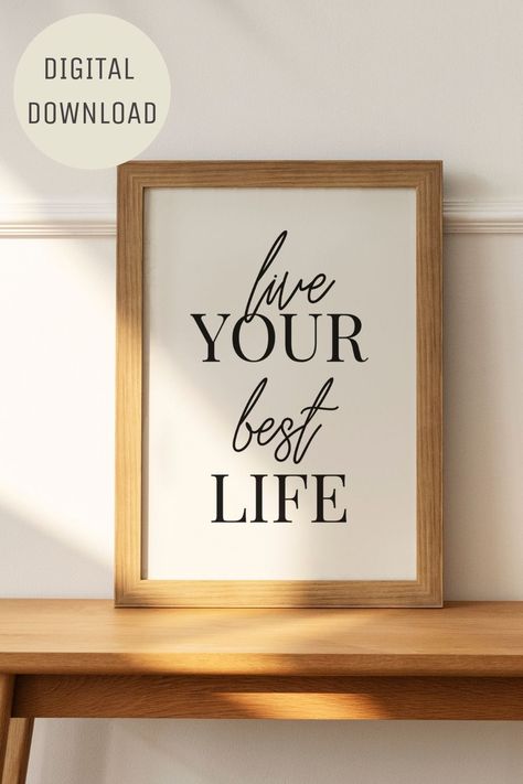 Printable wall art for your home. Instant download reads: Live Your Best Life Printable Wall Art Quotes, Wall Ar, Salon Suites, Art Quote, Black And White Wall Art, Live Your Best Life, Wall Art Quotes, Digital Wall Art, Best Life