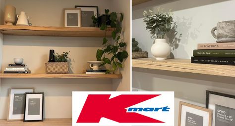 Woman transforms living room with Kmart styling: 'Absolutely love' Kmart Styling, Kmart Style, Kmart Decor, Shelving Units Living Room, Kmart Home, Living Room Farmhouse, Living Room Transformation, Office Shelf, Home Decor Hacks