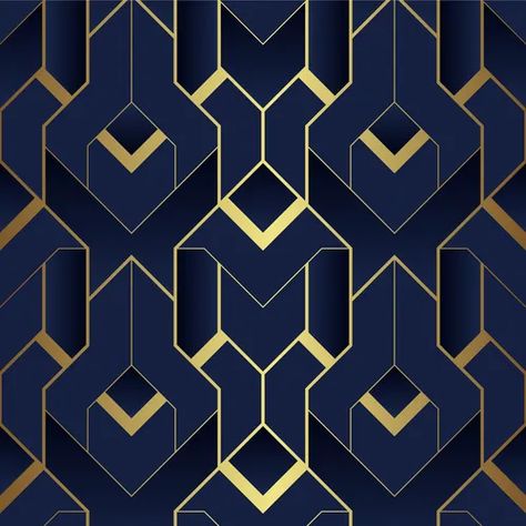 Gold Blue Aesthetic, Blue Gold Aesthetic, Modern Art Deco Pattern, Art Deco Pattern Design, Gold Art Deco Pattern, Art Deco Background, Geometric Tile Pattern, Art Deco Prints, Abstract Art Deco