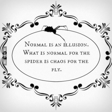 Normal is an illusion... - 9GAG Normal Is An Illusion, What Is Normal, The Addams Family, A Silent Voice, The Spider, Addams Family, The Fly, Quotable Quotes, Real Talk