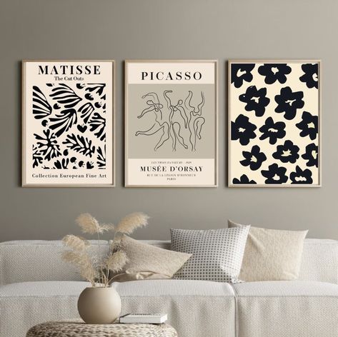 Neutral Gallery Wall, Trendy Art Prints, Room Revamp, Matisse Poster, Hm Home, Neutral Print, Cream Aesthetic, Deco Salon, Room Black