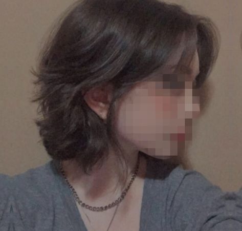 Face Claims Female Brunette Short Hair, Female Haircuts Short, Short Unstyled Wolfcut, Short Hairstyle Low Maintenance, Short Dark Academia Hair, Above Shoulder Layered Haircuts, Academia Hairstyle Short, Alt Medium Haircut, Short Wolfcut Unstyled