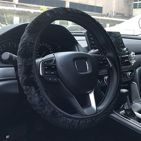 KAFEEK Elastic Long Microfiber Plush Steering Wheel Cover for Winter Warm , Universal 15 inch, Anti-Slip, Odorless, Black, Steering Covers - Amazon Canada Fuzzy Steering Wheel Cover, Car Wheel Cover, Car Deco, Car Essentials, Wheel Lock, Car Steering Wheel Cover, Black Wheels, Car Interior Decor, Black Car