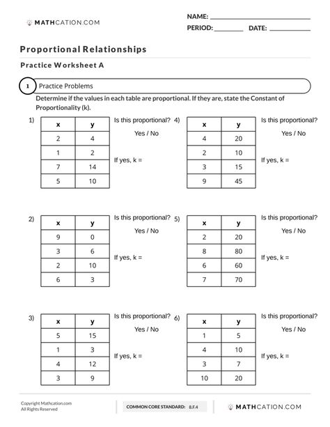 Free Proportional Relationships Worksheet Graphing Proportional Relationships, Proportional Relationships 7th Grade, Proportions Worksheet, 6th Grade Worksheets, Consumer Math, Linear Relationships, Relationship Worksheets, Ratios And Proportions, Proportional Relationships