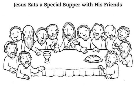 Jesus in Last Supper Last Supper Craft For Kids, The Last Supper Craft, Last Supper Coloring Page, Last Supper Craft, Catholic Schools Week, Easter Sunday School, Coloring Page Free Printable, Faith Formation, The Last Supper