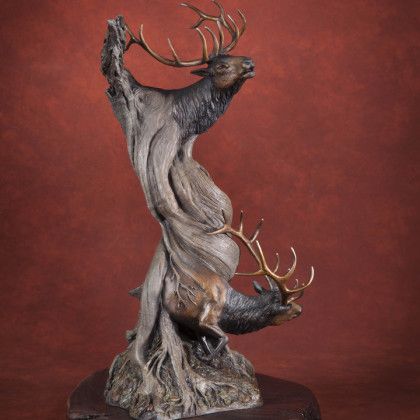 Double Bull Elk Bronze Sculpture Elk Sculpture, Africa Hunting, Art Imagination, Bull Elk, Bronze Art, Animal Wildlife, Perfect Storm, Garage Design, Art And Culture