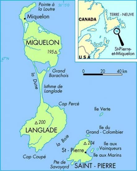 carte de Saint Pierre et Miquelon East Coast Canada, Midway Islands, Newfoundland Travel, Canada Trip, Regions Of France, St Pierre And Miquelon, French History, Island Map, St Pierre