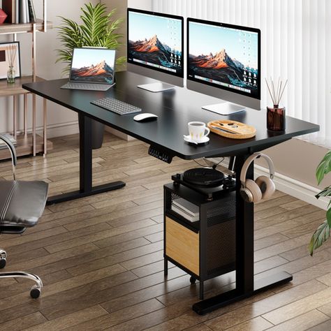 Gilman Home Office Height Adjustable Standing Desk Standing Desk Height, Standing Desk Office, Desk Wood, Electric Standing Desk, Ergonomic Desk, Adjustable Height Standing Desk, Desk Height, Stand Up Desk, Computer Stand