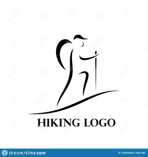 Hiker Silhouette, Hiking Logo, Hiking Tattoo, Adventure Logo, Appalachian Trail, Simple Lines, Icon Design, Stock Vector, Vector Illustration