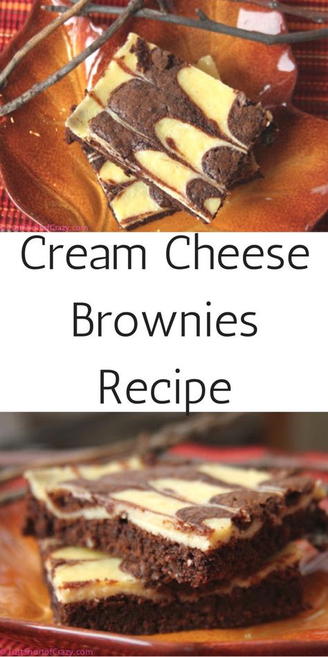 Cream Cheese Brownies Recipe - Just Short of Crazy Cream Cheese Brownies Recipe, Cream Cheese Fudge, Cheese Fudge, Brownies Recipes, Cheese Brownies, Cream Cheese Brownies, Dessert Vegan, Delicious Brownies, Homemade Snacks