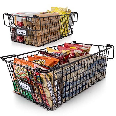 Baskets For Pantry, Large Wire Basket, Metal Bins, Food Baskets, Metal Storage Bins, Hanging Wall Baskets, Pantry Baskets, Wire Bins, Organized Kitchen