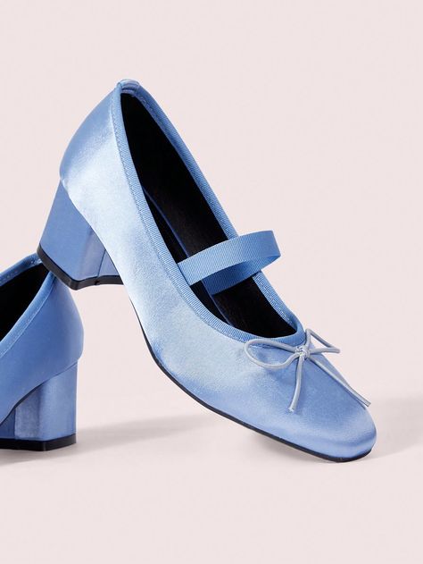 CUCCOO DOLLMOD Bow Decor Chunky Heel Mary Jane Pumps For Women ChristmasI discovered amazing products on SHEIN.com, come check them out! Blue Mary Jane Shoes, Blue Mary Janes, Blue Mary, Zapatos Mary Jane, Hiking Accessories, Bow Decor, Portable Bag, Camping Bag, Mary Jane Pumps