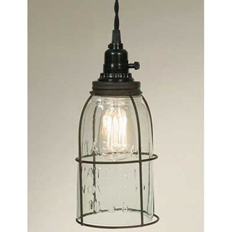 Pendant Lamp Open Bottom Metal Cage Half Gallon Mason Jar Green Rust ** Check out this great product. (Note:Amazon affiliate link) Rustic Industrial Farmhouse, Industrial Farmhouse Lighting, Half Gallon Mason Jars, Mason Jar Pendant Light, Pulley Light, Pendant Light Cord, Jar Chandelier, Mason Jar Chandelier, Primitive Lighting