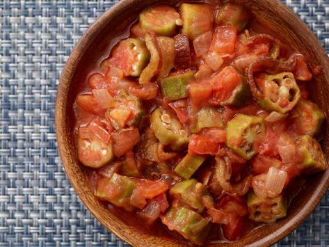 Celebrate Kwanzaa with soul-soothing Southern foods and African flavors. Stewed Tomatoes And Okra Recipe, Stewed Okra And Tomatoes, Okra And Tomato Recipe, Stewed Okra, Lamb Gravy, Leftover Lamb, Okra And Tomatoes, Okra Recipes, Mardi Gras Food