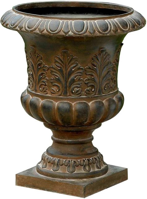 AmazonSmile: MISC Classic Rustic Urn Planter Brown Traditional Round Handmade : Patio, Lawn & Garden Patio Pots, Garden Urns, Urn Planters, Small Urns, Rustic Cabin Decor, Outdoor Pots, Garden Accents, Decorative Planters, Rustic Cabin