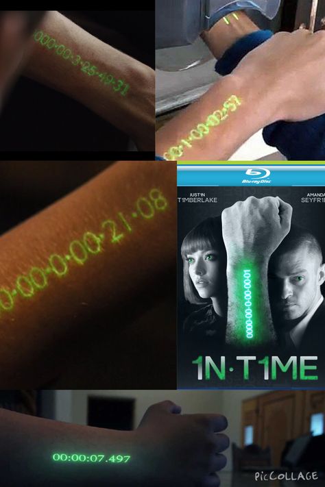 I haven't seen a tattoo inspired by one of my favourite movies 'in time' yet of the arm clock counting down the last second. It would be a pretty cool tattoo design. In Time Movie, Dinosaur Tattoos, Movie Tattoo, Clock Tattoo, Cool Tattoo, Time Clock, Pretty Cool, A Tattoo, Tattoo Design