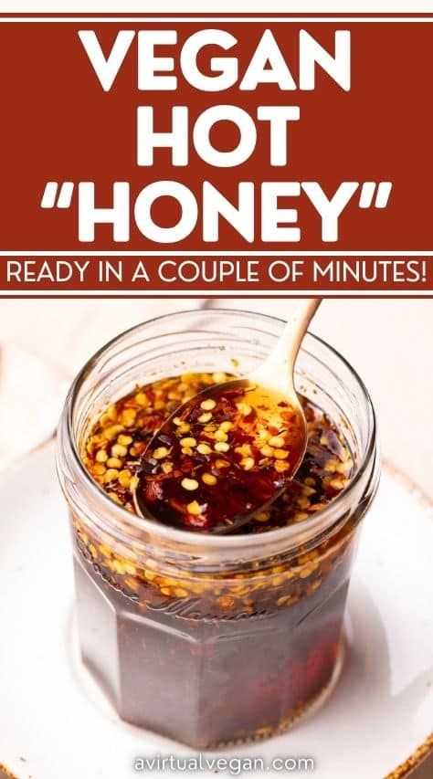 Vegan Hot "Honey"! Made in minutes with just 4 ingredients, it's the spicy sweet condiment you didn't know you needed. Drizzle it on your favorite dishes for a kick of sweet, spicy, fragrant heat! Vegan Hot Honey, Buttery Cornbread, Vegan Sauce Recipes, Honey Cornbread, Honey Barbecue, Sweet Potato Biscuits, Quick Easy Vegan, Hot Honey, Vegan Sauces