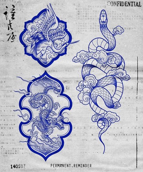 Tebori Tattoo, Blue Ink Tattoos, Japanese Snake Tattoo, Guerriero Samurai, Tattoo Old School, Japan Tattoo Design, Blue Tattoo, Red Tattoos, Tattoo Portfolio