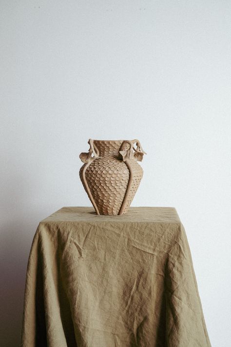 Vase by Cour Studio Brown clay, glazed white interiorAVAILABLE FOR PICK-UP ONLY. PACKAGING IS NOT PROVIDED FOR THIS ITEM. Brown Clay, Glaze, Pick Up, Vase, White