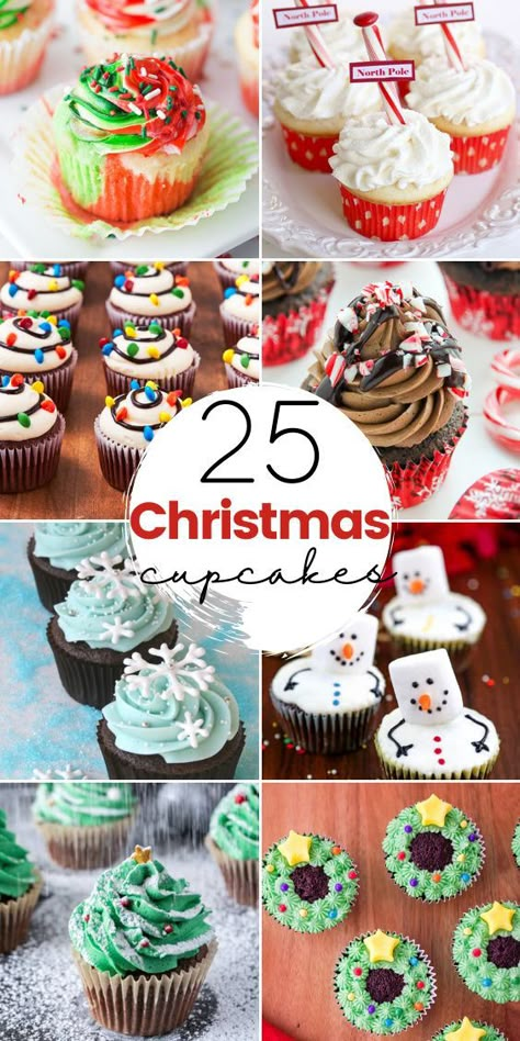 A fun collection of cheerful and festive Christmas cupcake decorating ideas to give your party table color and challenge your creativity this coming Christmas! These cupcakes are screaming Christmas spirit! You can really feel the holidays all around. Get that decoration going with these easy recipes ! Christmas Cupcake Recipes, Christmas Cupcake Ideas, Easy Christmas Cupcakes, Cupcake Decorating Ideas, Christmas Cupcakes Recipes, Christmas Cupcakes Decoration, Christmas Tree Cupcakes, Christmas Cupcake, Holiday Cupcakes