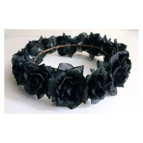 Black Flower Crown, Gothic Flower Crown, Black Flower Headband, Rave... ❤ liked on Polyvore featuring accessories, hair accessories, hats, goth hair accessories, rose hair accessories, rose flower crown, flower crown headband and floral garland Coachella Headband, Black Flower Crown, Gothic Hair Accessories, Hair Accessories Flower, Flowers Crown, Gothic Flowers, Rave Hair, Rose Flower Crown, Halloween Accessories Hair