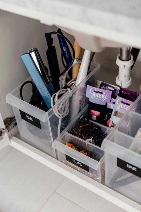 how to store hair tools bathroom organization #BathroomStorage