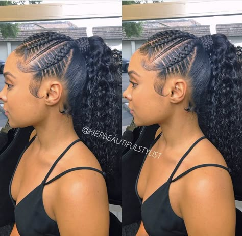 Feed In Braids Ponytail, Two Braid Hairstyles, Feed In Braids Hairstyles, Feed In Braids, Curly Ponytail, Braided Ponytail Hairstyles, Girls Hairstyles Braids, Beautiful Braids, Hair Ponytail Styles