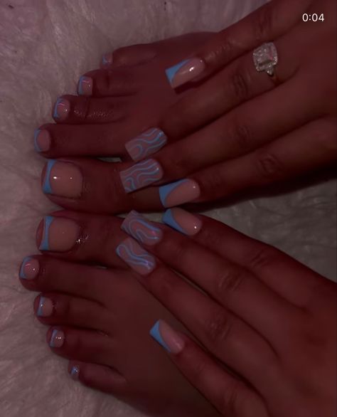 Nails And Toes Matching, Blue Toe Nails, Nails And Toes, Inexpensive Fashion, Gel Toe Nails, Acrylic Toe Nails, What What, Acrylic Nail Set, Blue Acrylic Nails