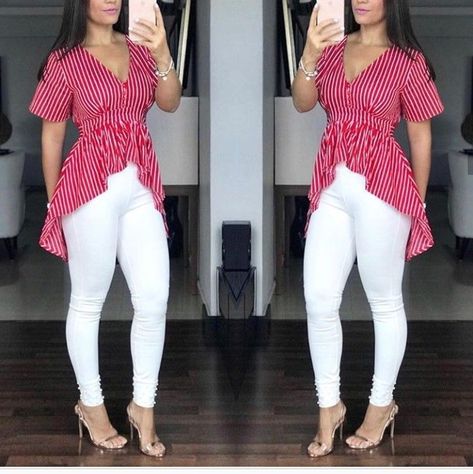 d961e9f236177d65d21100592edb0769desc43568702ri Spring Outfits White Jeans, Jeans Outfit Plus Size, Outfits Jean, Outfit Plus Size, White Jeans Outfit, African Wear Dresses, Fashion Tops Blouse, Trendy Fashion Tops, Outfits Chic