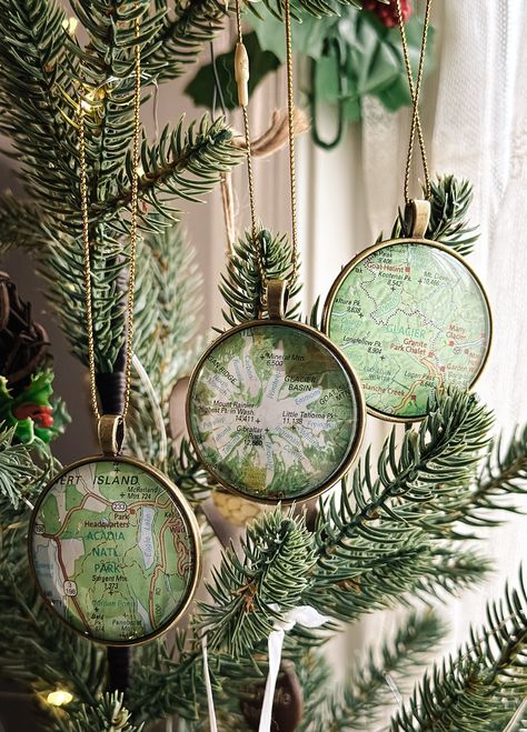 National Park Map, Map Ornaments, National Parks Map, Travel Keepsakes, Map Decor, Christmas Travel, Gold Ornaments, Themed Decor, Location Map