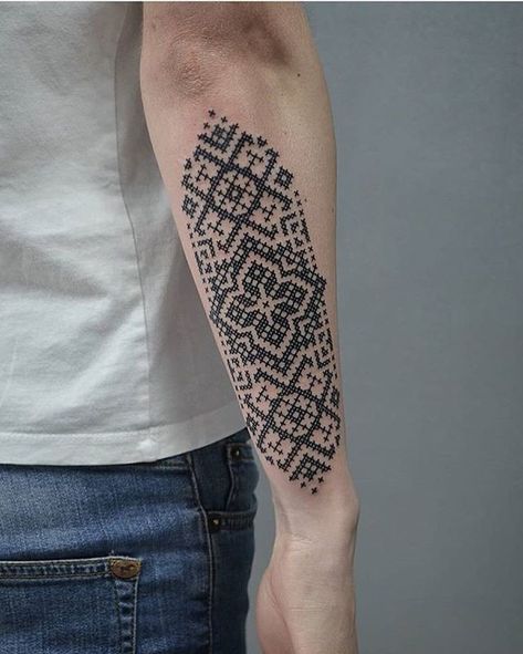 Hmong Tattoo, Cross Stitch Tattoo, Slavic Tattoo, Ukrainian Tattoo, Stitch Tattoo, Tattoo Forearm, Neck Tattoo For Guys, Pretty Tattoos For Women, Gorgeous Tattoos