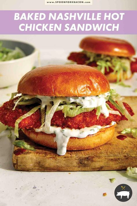 A Delicious Baked Nashville Hot Chicken Sandwich with Honey that is easy to make, just as delicious, but healthier than fried version! We guarantee everyone will absolutely love this mouthwatering sandwich! #recipe #hotchickensandwich #sandwich #hotchicken Nashville Honey Hot Chicken, Baked Nashville Hot Chicken, Nashville Chicken Sandwich, Nashville Hot Chicken Sandwich Recipe, Chicken Breast Sandwich Recipes, Honey Hot Chicken, Blended Coffee Recipes, Nashville Hot Chicken Sandwich, Nashville Hot Chicken Recipe