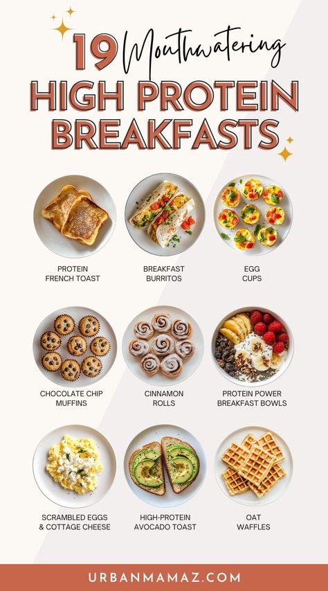 Looking for mouthwatering high protein breakfasts? Check out this list of 19 high protein breakfast ideas that will keep you fueled all day long! Breakfast Ideas With Calories, High Protein Prep Meals, Healthy Breakfast Recipes High Protein, That Girl Breakfast Ideas, High Fiber Protein Meals, Breakfast Protein Ideas, Breakfast Meal Prep For The Week, Calorie Deficit Breakfast, Macros And Micros