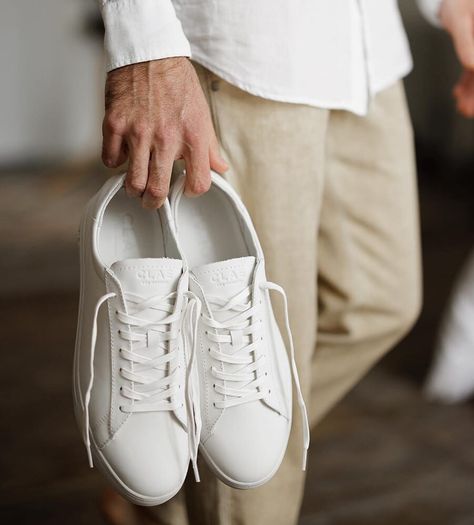 The best white trainers for men in 2024 | OPUMO Magazine Mens White Trainers Outfit, White Sneakers Outfit Men, Best White Shoes, White Trainers Men, Mens White Sneakers, White Plimsolls, Best White Sneakers, White Sneakers Outfit, Sneakers Outfit Men