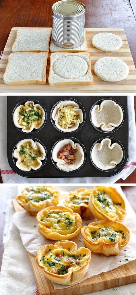 #3. Quiche Toast Cups (Looks so fun to make!) -- 30 Super Fun Breakfast Ideas Worth Waking Up For Makanan Diet, Easy Meals For Kids, Food Humor, Iftar, Best Breakfast, Finger Food, Easy Breakfast, Creative Food, Breakfast Ideas