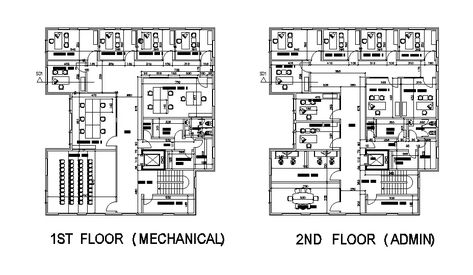 First floor plan of the mechanical office is given in this Autocad drawing file. In the second floor administrative office is given. Administrative Building Plan, Administrative Office, Block Plan, Office Floor Plan, First Floor Plan, Engineering Consulting, Office Plan, Commercial Complex, Building Plan