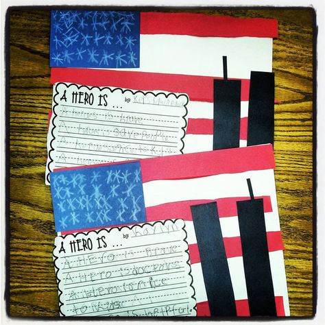 9/11 freebie and flag craft Patriots Day Activities, Patriotic Activities, 3rd Grade Social Studies, Teaching Holidays, Patriot Day, 3rd Grade Writing, 4th Grade Social Studies, Flag Crafts, 2nd Grade Writing