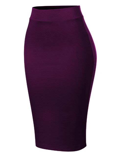 MixMatchy Women's Waist Band Midi Stretchy Ponte Basic Knee Pencil Skirt Dark Purple 1XL #Ad #Midi, #SPONSORED, #Stretchy, #Ponte Purple Pencil Skirt, Style Inspiration Classy, Pencil Skirt Outfits, Accessories Ideas, Pencil Skirt Black, Styles Inspiration, Style Accessories, Skirt Black, Waist Band