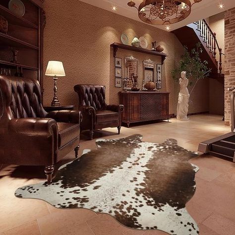 Indulge in the luxurious charm of the LOCHAS Premium Quality Faux Cowhide Area Rug. Bear Skin Rug On Wall, Cow Carpet, Cowhide Rug Living Room, Barn House Interior, Faux Cowhide, Animal Hide, Cowhide Rug, Cow Hide Rug, Rug Living Room