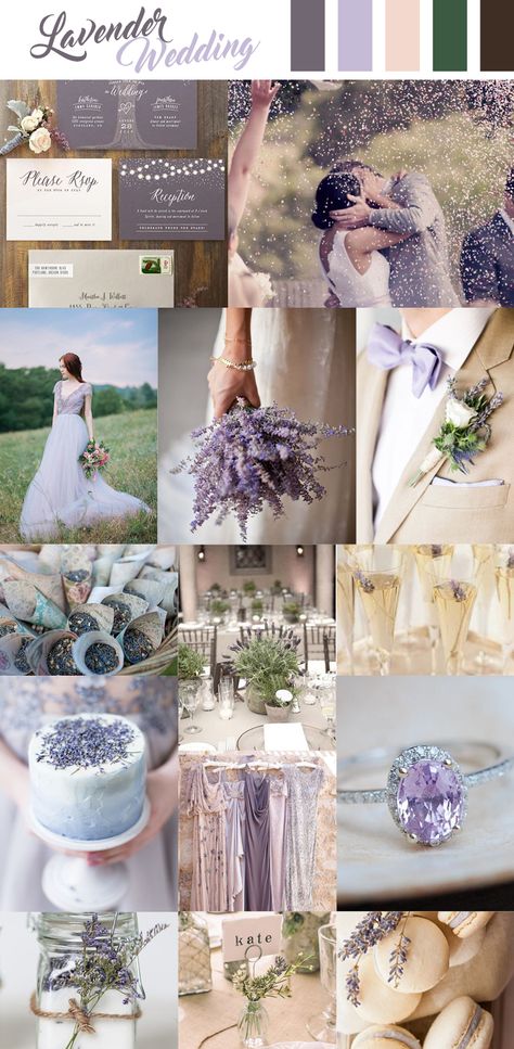 Lavender Plant Wedding Decor, Lilac Aesthetic Wedding, Lavender Cream Wedding, Wedding Color Scheme Lavender, Lavender And Emerald Wedding, Lavender Wedding Mood Board, Lavender And Evergreen Wedding, Winter Wedding Lavender, Boho Wedding Lavender