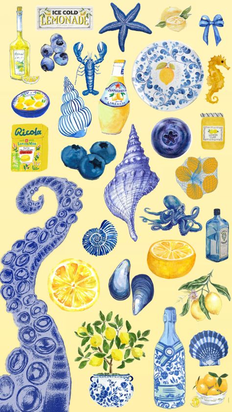 #summer #blue #yellow #watercolor #lemon #italy #collage #summercollage #bluecollage #yellowcollage #fyp Watercolor Collage Art, Yellow Summer Wallpaper, Summer Wallpaper Yellow, Yellow Blue Aesthetic, Blue And Yellow Aesthetic, Summer Collages, Italy Collage, Lemon Italy, Blue And Yellow Wallpaper