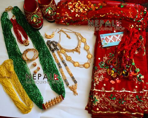 nepali bridal set Nepali Bridal Jewellery, Nepali Bride Jewellery, Nepali Bride Dresses, Nepali Bridal Saree, Nepalese Wedding, Nepali Aesthetic, Nepali Fashion, Nepali Dress, Newari Culture