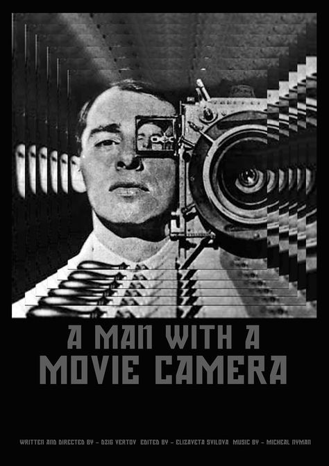 A MAN WITH A MOVIE CAMERA // POSTER // Graphic Design on Behance Cinematography Graphic Design, Cinema Poster Design Graphics, Movie Graphic Design, Creative Movie Poster Design, Camera Poster, Camera Poster Design, Cinema Graphic Design, Camera Graphic Design, Photography Poster