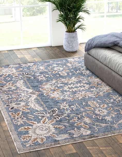 Easy Care, Stain-Resistant, Recycled-Material Eco Traditional Harbor Blue Rug. 10' x 13' Rectangle. Shed-free. Perfect for Living Room, Bedroom, Dining Room, Office. Contains Colors: Harbor Blue, Beige, Black, Gray, Ivory. Styles: traditional, modern Patterns: border, geometric, medallion Traditional Rug, Traditional Area Rugs, Traditional Rugs, Primary Colors, Area Rugs, Rug, 10 Things, Free Shipping, Blue