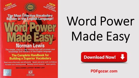 Word Power Made Easy Book, Word Power Made Easy, Norman Lewis, Vocabulary Builder, Easy Books, Free Pdf Books, Word List, Bestselling Books, Powerful Words