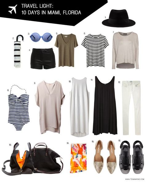 How to pack in just a carryon! - Travel Light: 10 Days in Miami, Florida What To Pack For Miami Vacation, Miami Vacation, Travel Clothing, Travel Capsule, Packing Lists, Style Hijab, Travel Wear, Travel Wardrobe, Florida Travel