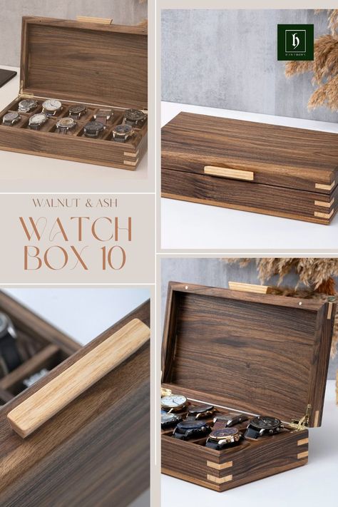 📌 Details •Natural solid walnut and ash •Free Shipping •Free Velvet Watch Pillow •Free Gift Wrap and Gift Card •Wood Oil •Tiny magnets •Solid Ash dovetail handle and dovetail joints •Personalization with laser engraving •Hinges that keep the door upright at 90° #watch box for men, #personalized watch box, #mens watch box, #engraved watch box, #watch stand, #walnut watch box, #watch display, #custom watch box, #watch box10, #custom watch box, #mens watch box Personalized Watch Box, Watch Box For Men, Personalized Watch, Engraved Watch, Mens Watch Box, Dovetail Joints, Handmade Watch, Watch Stand, Watch Boxes