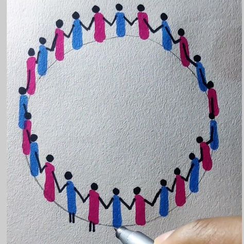 How to draw a 3D circle ⭕⭕ 🤔🤔 | By All About Art Circle Drawings Easy, 3d Circle Drawing, Circle Drawing Ideas, Circle Art Design, 3d Circle, Doodle People, Circle Crafts, Friend Painting, Art Therapy Projects